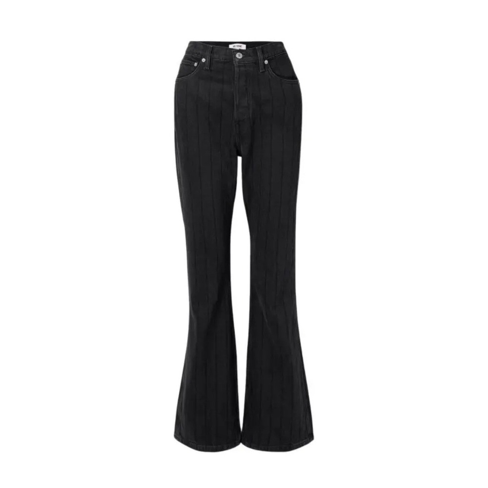 RE/DONE (32x33) The Riding Jean Striped High-Rise Flared Night Rider‎ Black Wash